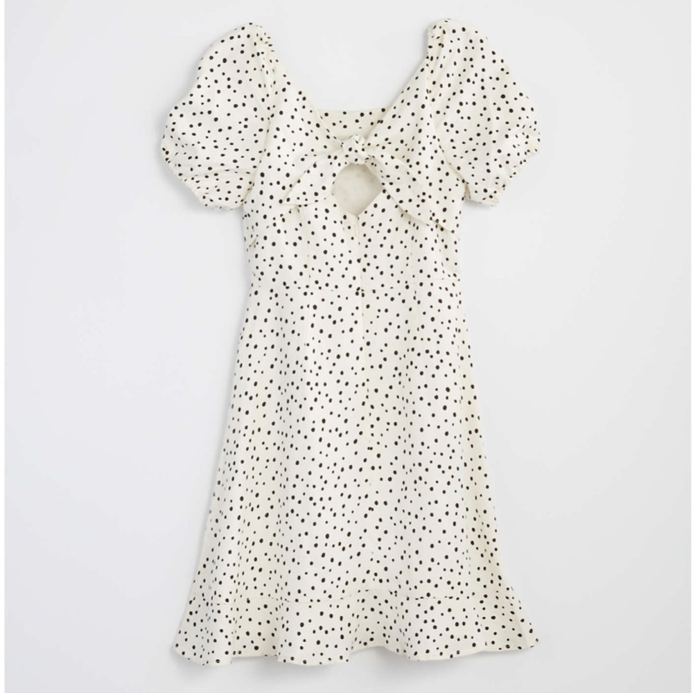 NWT LOFT Petite Dotted Tie Back Flare Dress - Picture 3 of 3